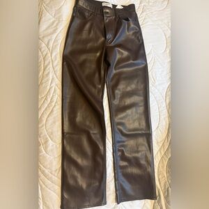 Abercrombie Brown Faux Leather Straight-Leg Pants